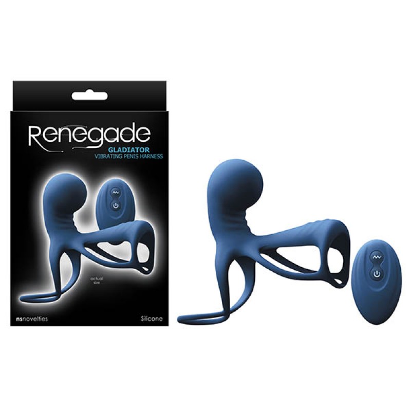 Renegade Gladiator Vibrating Penis Harness - Blue